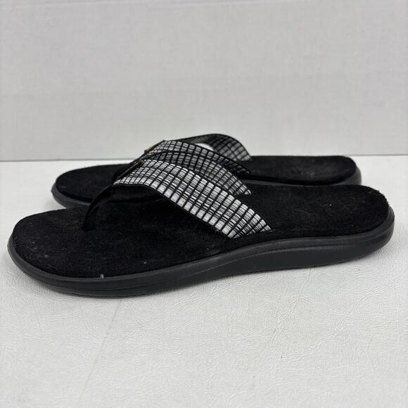 Teva Voya Flip Flop Sandals Womens Size 9 Black White Geometric Thong Toe Post - Picture 4 of 8